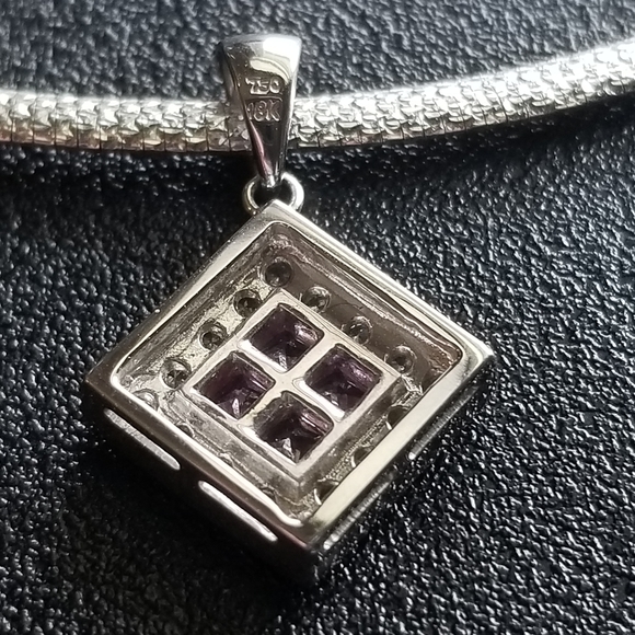 Yellow/White 14k Reversible Omega Chain with Diamond and Pink Sapphire Pendent - Picture 2 of 10